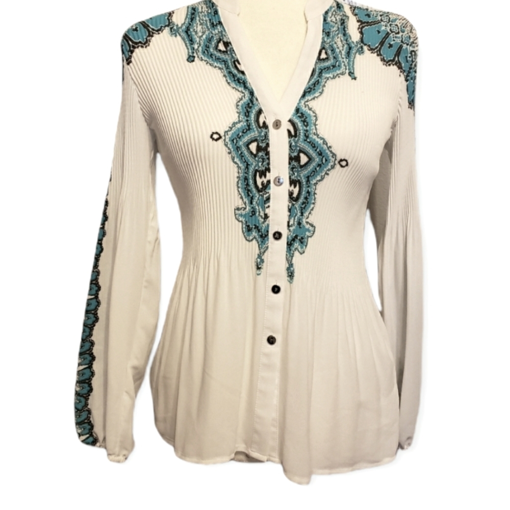 Alfani blouse Teal Paisley size 2P